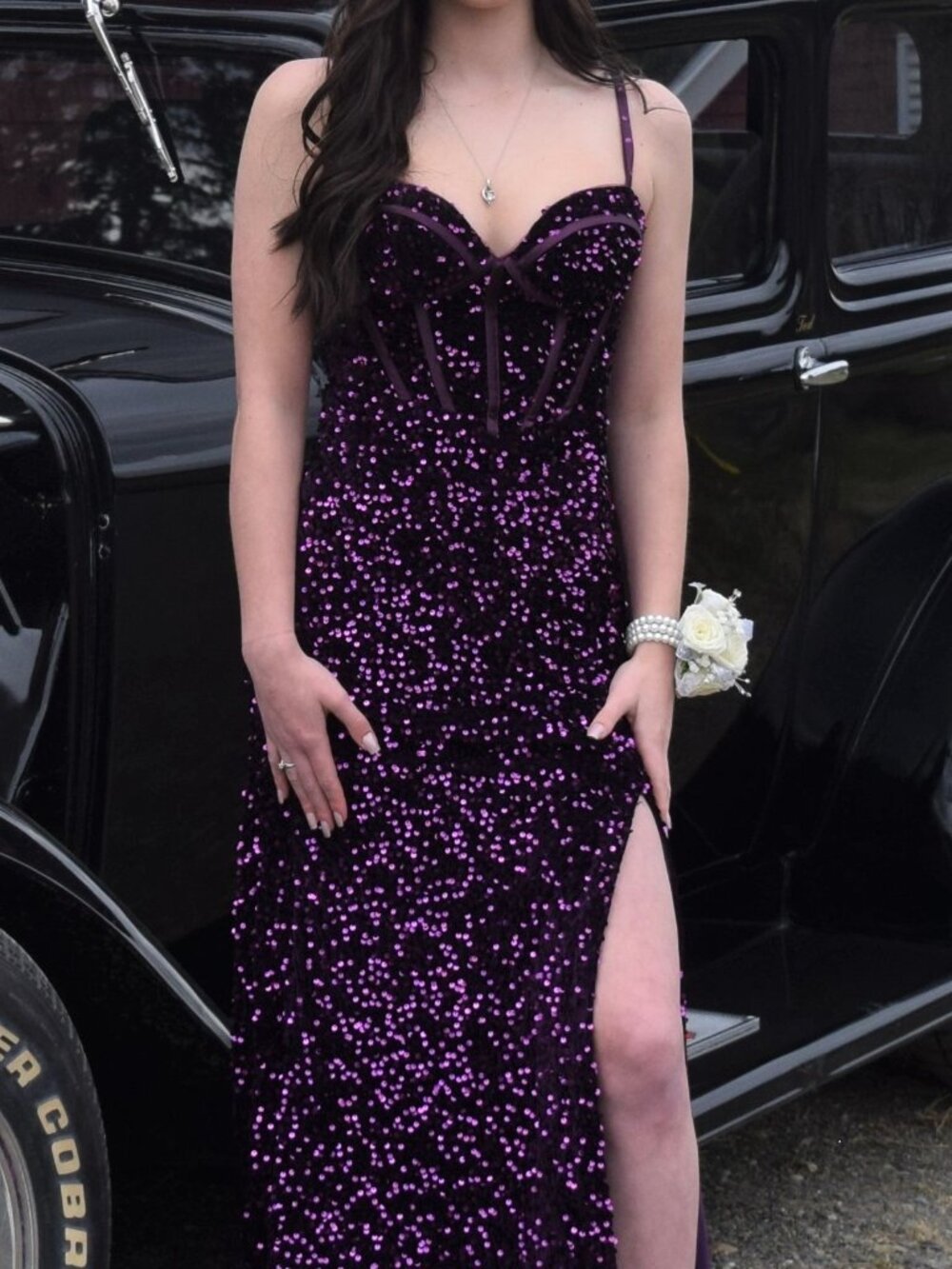 Full Length Dark Purple Corset Prom Dress Gown Size 0